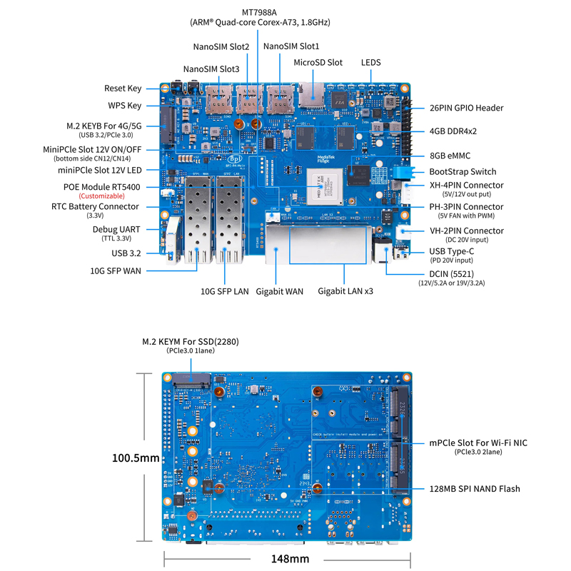 Banana Pi BPI-R4 MediaTek MT79 - Ddr4 8Gb review and price